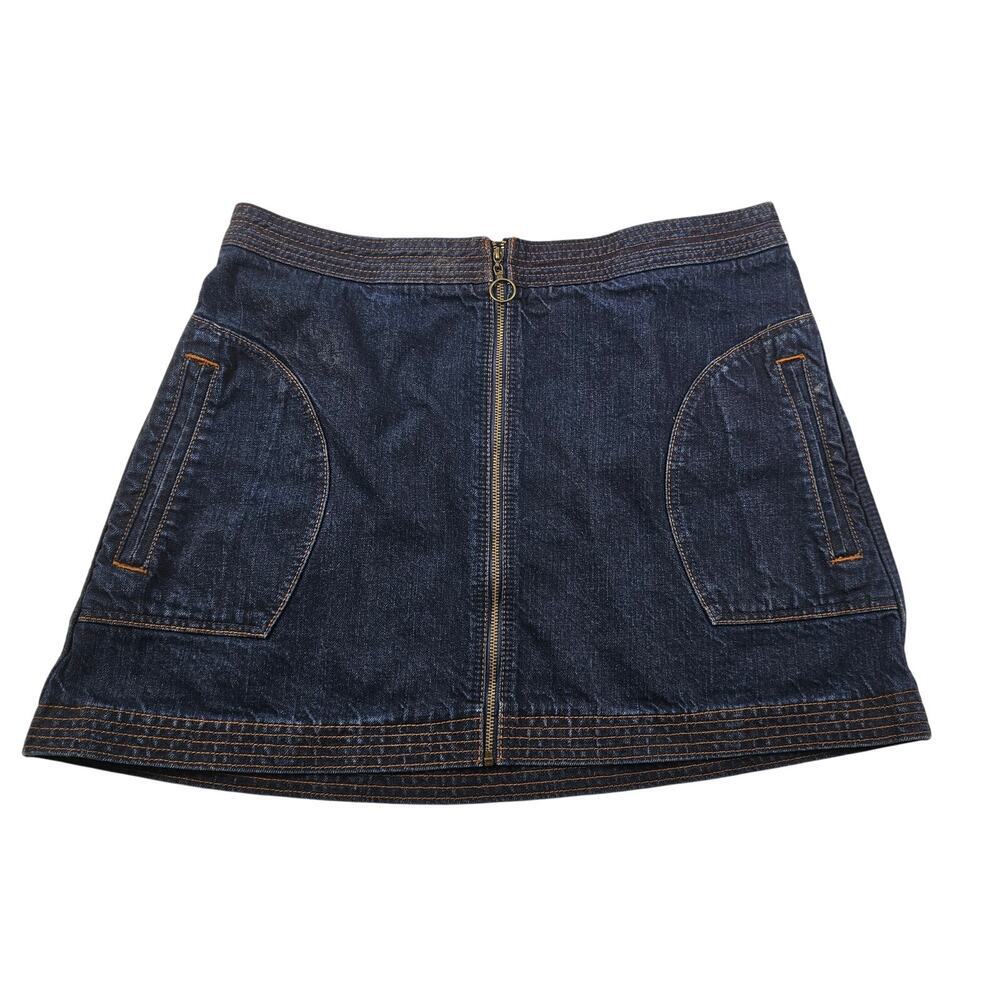 Abercrombie & Fitch sz 10 full zip front grunge denim skirt EUC pocket casual